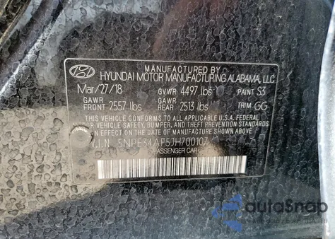 2018 Hyundai Sonata Sport из США, поврежденный, VIN 5NPE34AF5JH700107